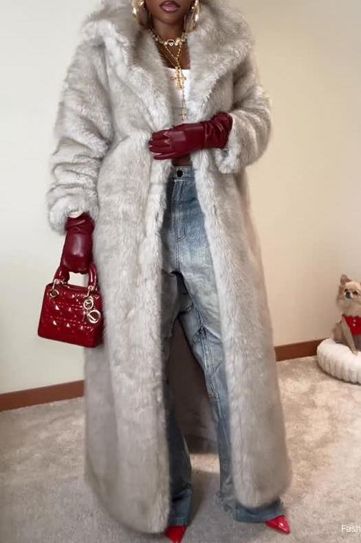 Bella Donna Two Tone Long Faux Fur Coat