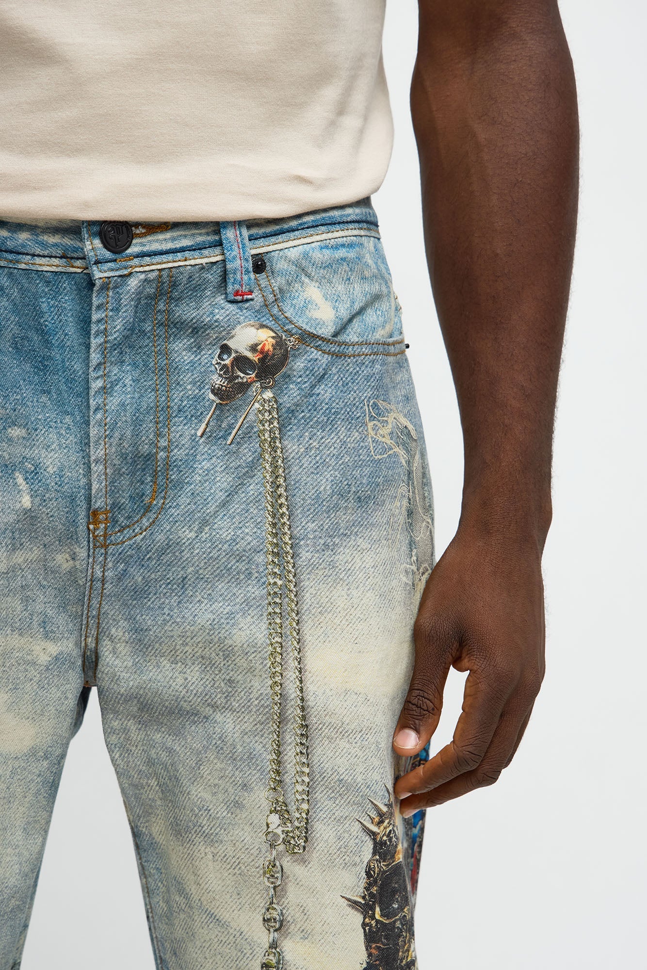 Baggy Holy War Chains Printed Jean