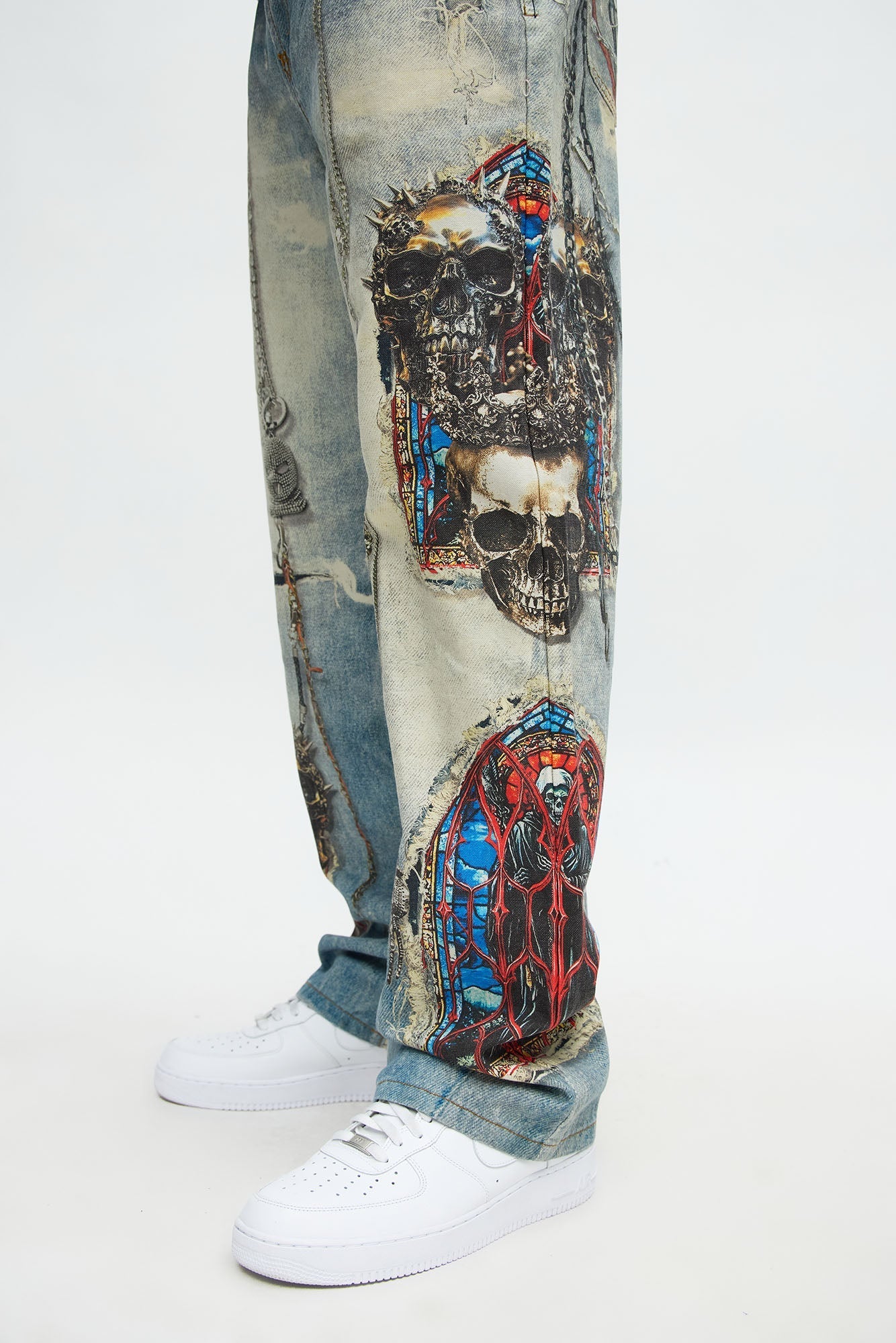 Baggy Holy War Chains Printed Jean