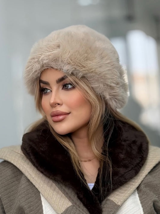 Multi-Tone Plush Faux Fur Bucket Hat