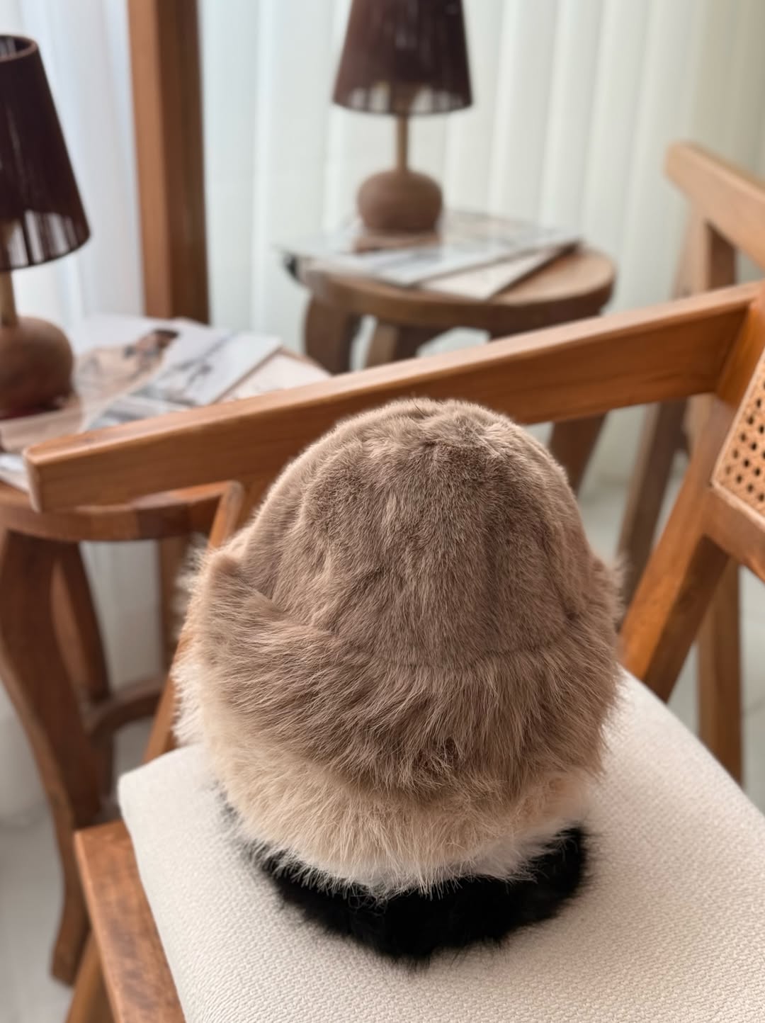 Multi-Tone Plush Faux Fur Bucket Hat