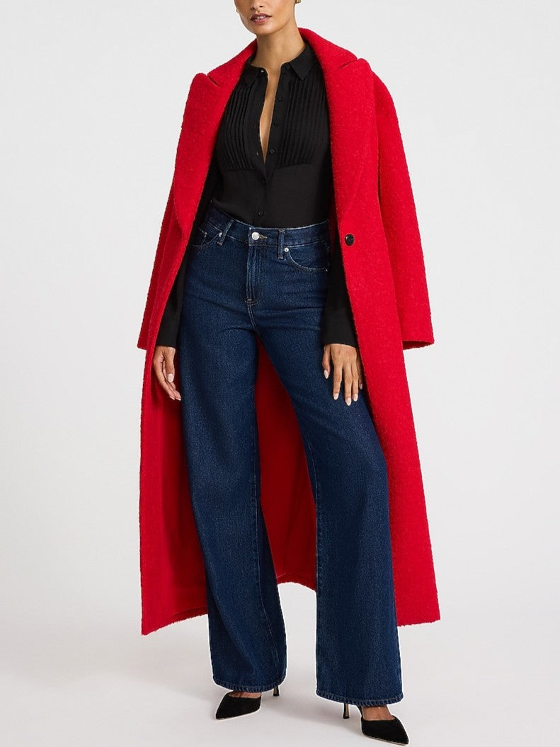 Boucle Single Button Maxi Coat