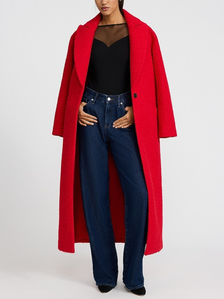 Boucle Single Button Maxi Coat