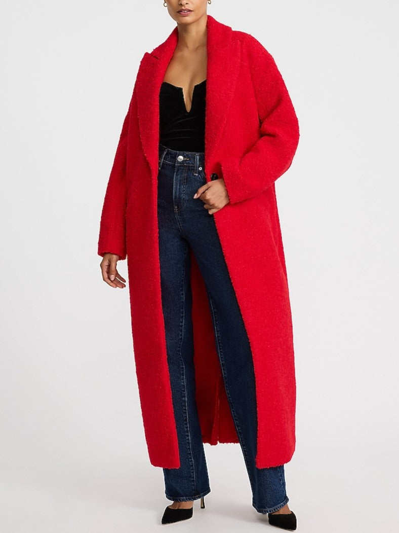 Boucle Single Button Maxi Coat