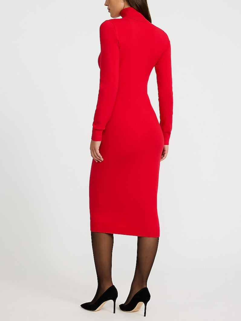Airy Soft Turtleneck Long Sleeve Midi Sweater Dress