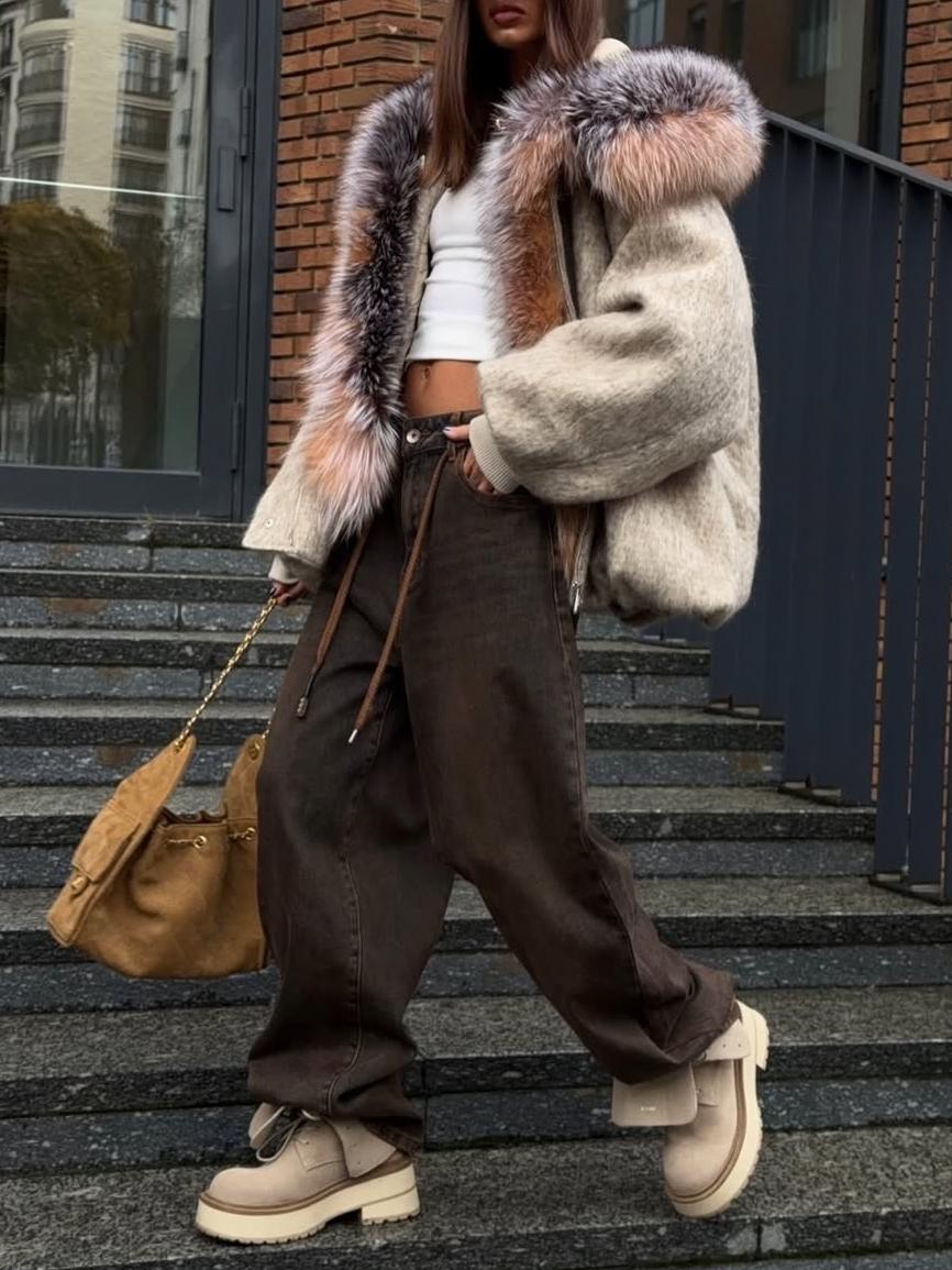 Bomber Jacket With Faux Fur