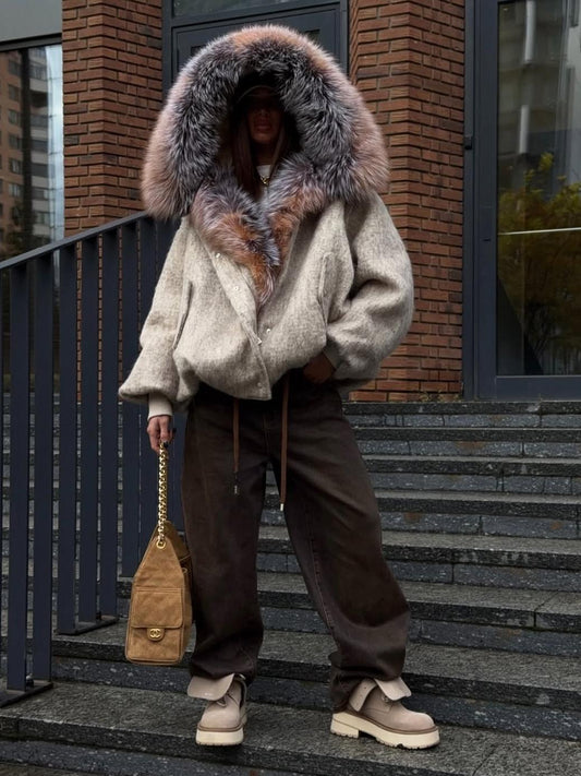Bomber Jacket With Faux Fur