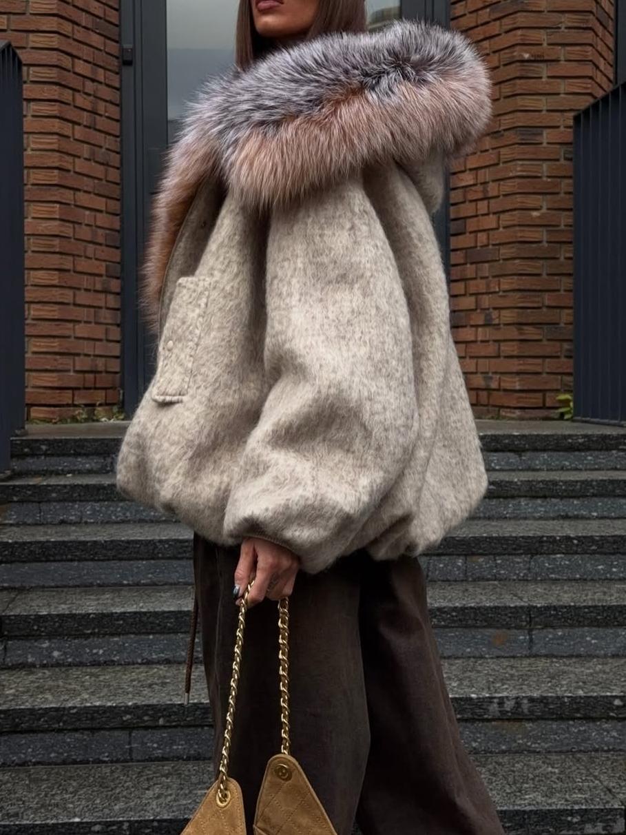 Bomber Jacket With Faux Fur