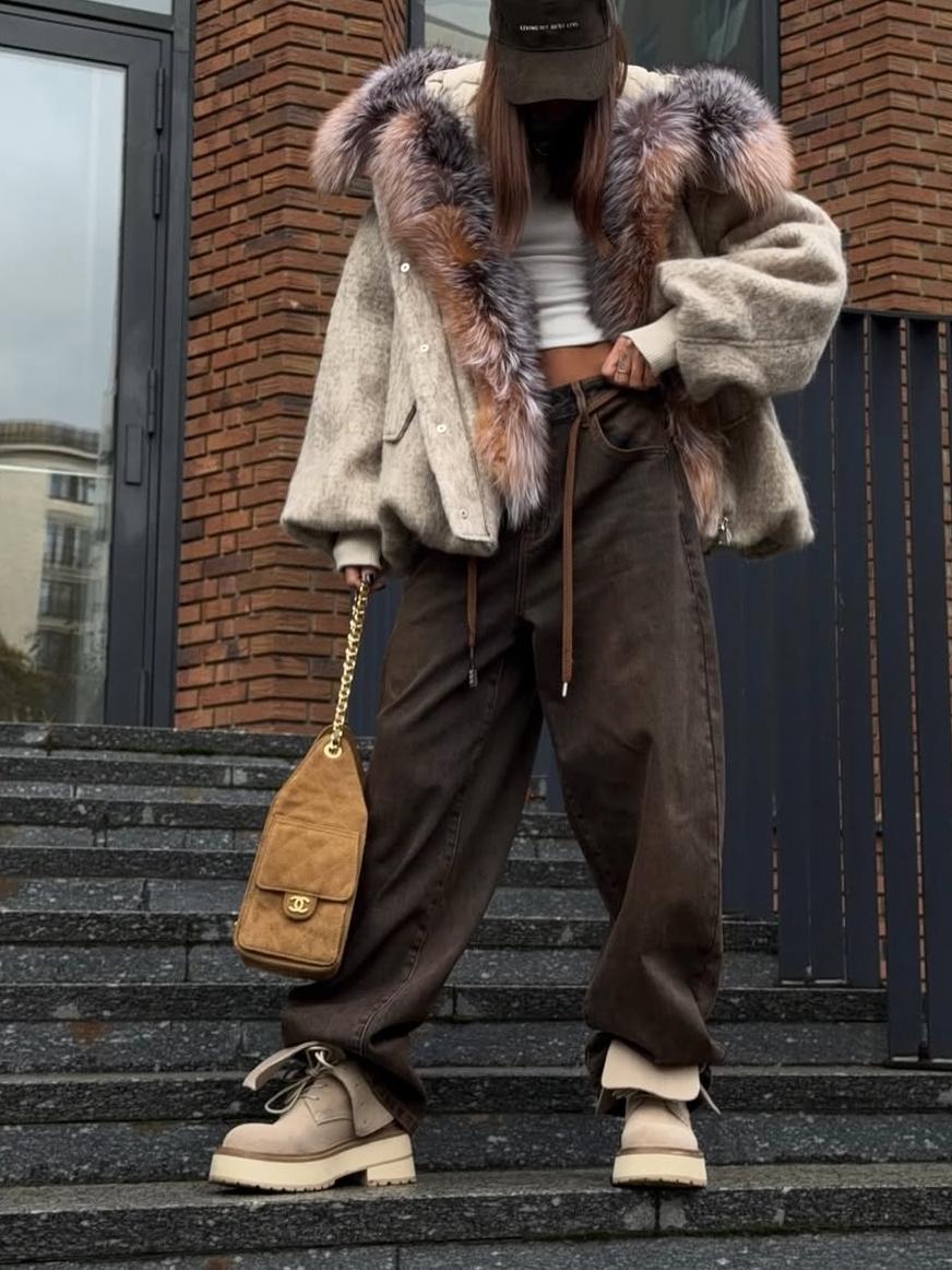 Bomber Jacket With Faux Fur