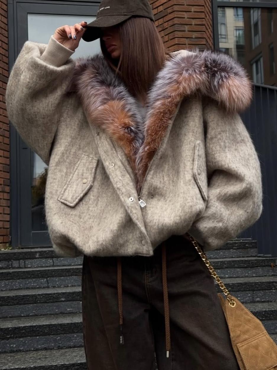 Bomber Jacket With Faux Fur