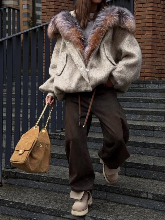 Bomber Jacket With Faux Fur