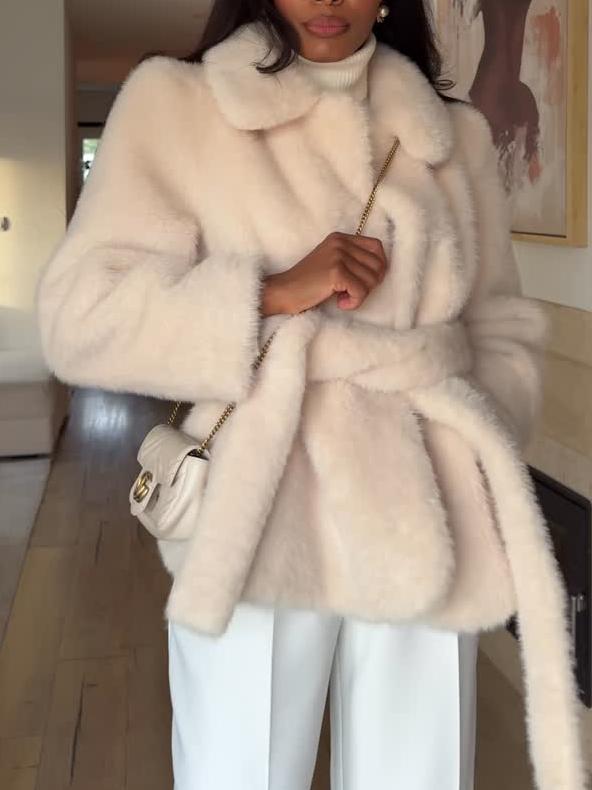 Faux Fur Belted Coat