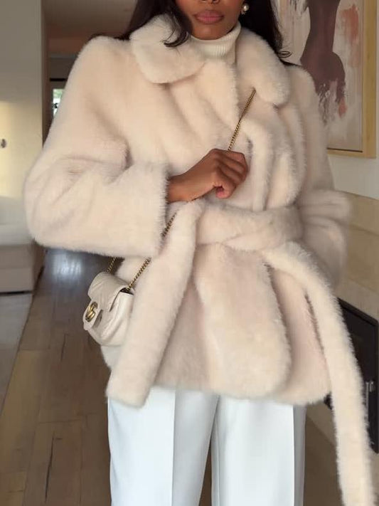 Faux Fur Belted Coat