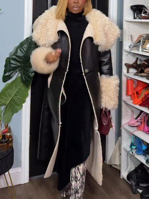 Faux Fur Trench Coat