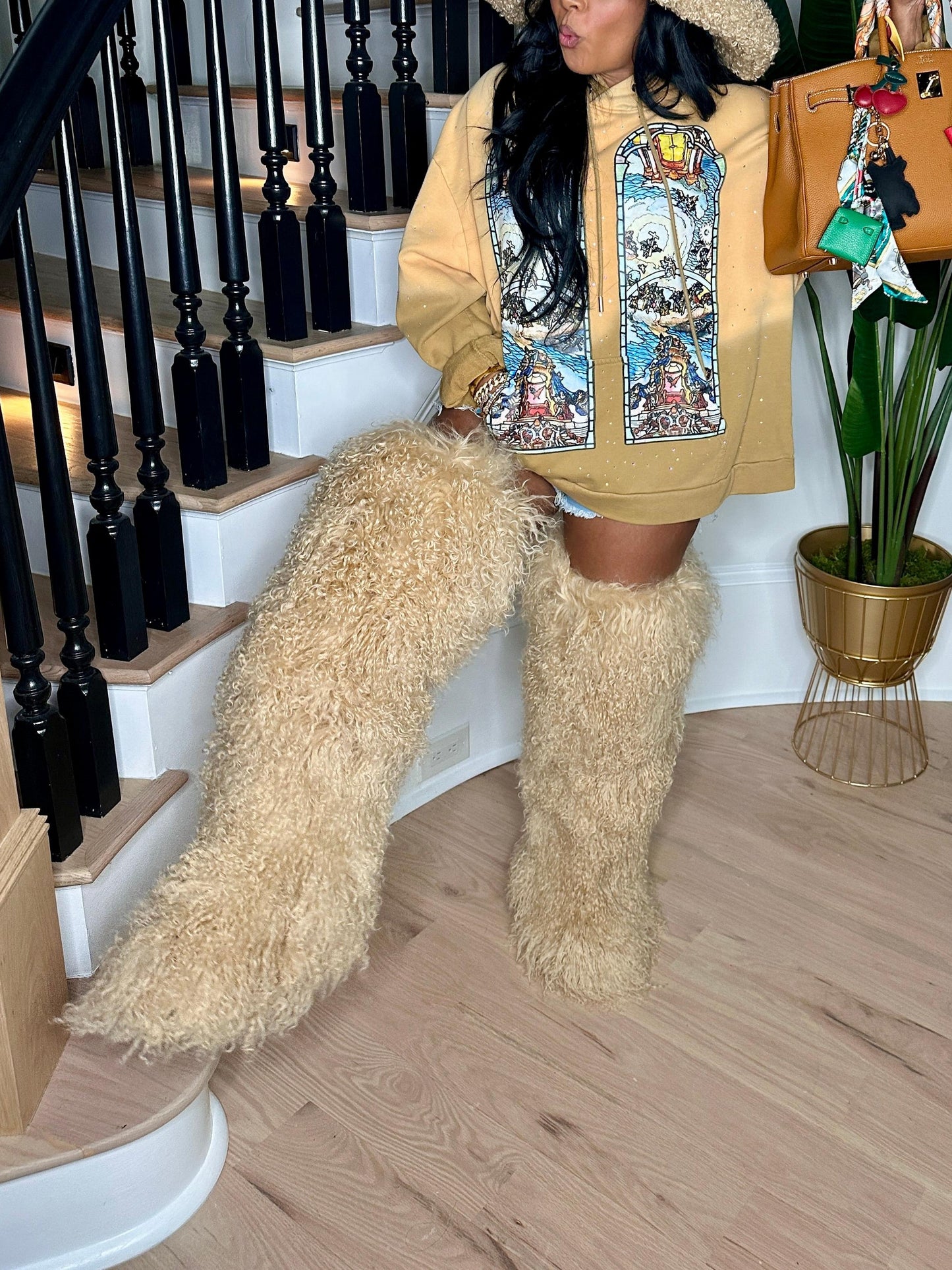 Mongolian Flat Thigh High Boots