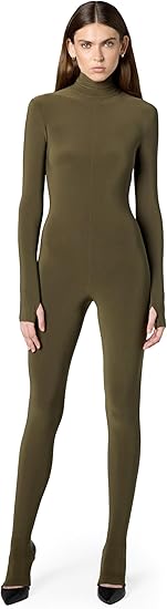 Womens Long Sleeve Slim Fit Turtle Catsuit W/Footie