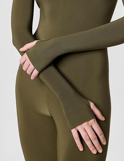 Womens Long Sleeve Slim Fit Turtle Catsuit W/Footie