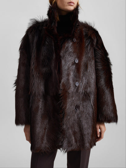 Nerola Funnel Neck Fur Coat