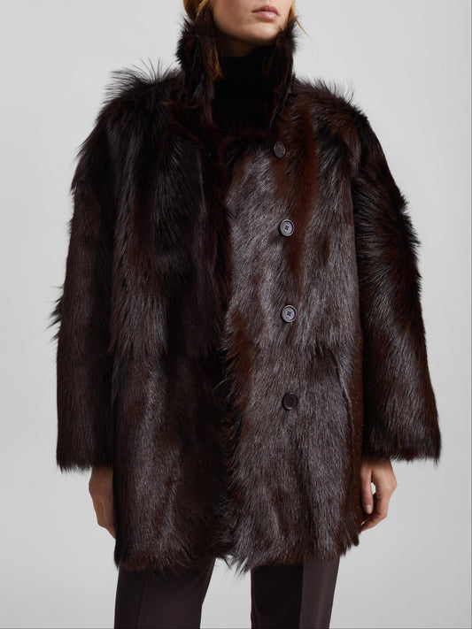 Nerola Funnel Neck Fur Coat