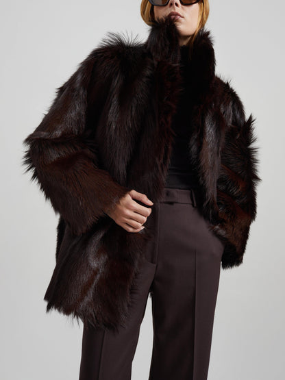 Nerola Funnel Neck Fur Coat
