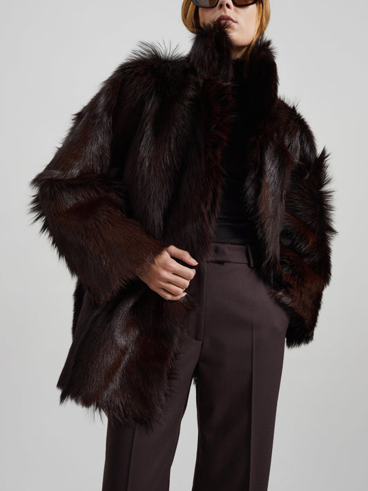 Nerola Funnel Neck Fur Coat