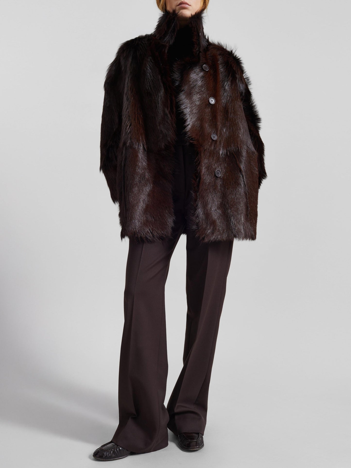 Nerola Funnel Neck Fur Coat