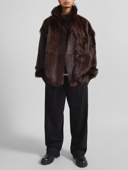 Nerola Funnel Neck Fur Coat