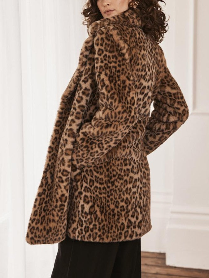 Luxe Faux Fur Coat Leopard