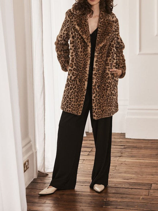 Luxe Faux Fur Coat Leopard