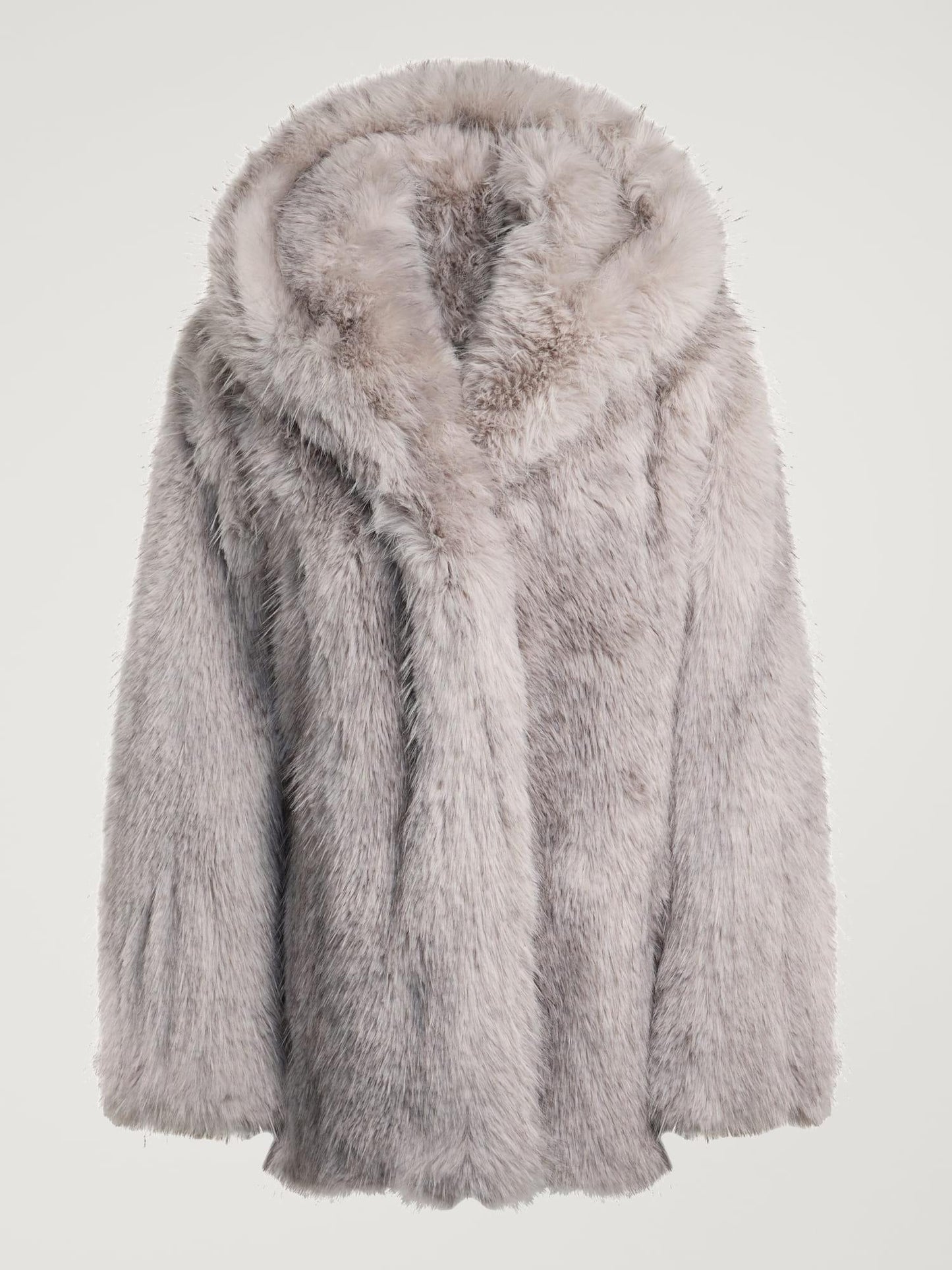 Hooded Relaxed-Fit Faux Fur Jacket