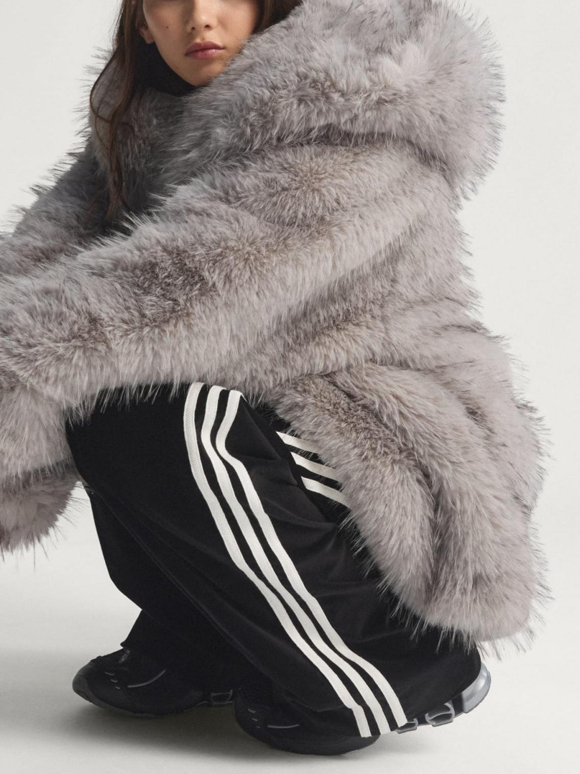 Hooded Relaxed-Fit Faux Fur Jacket