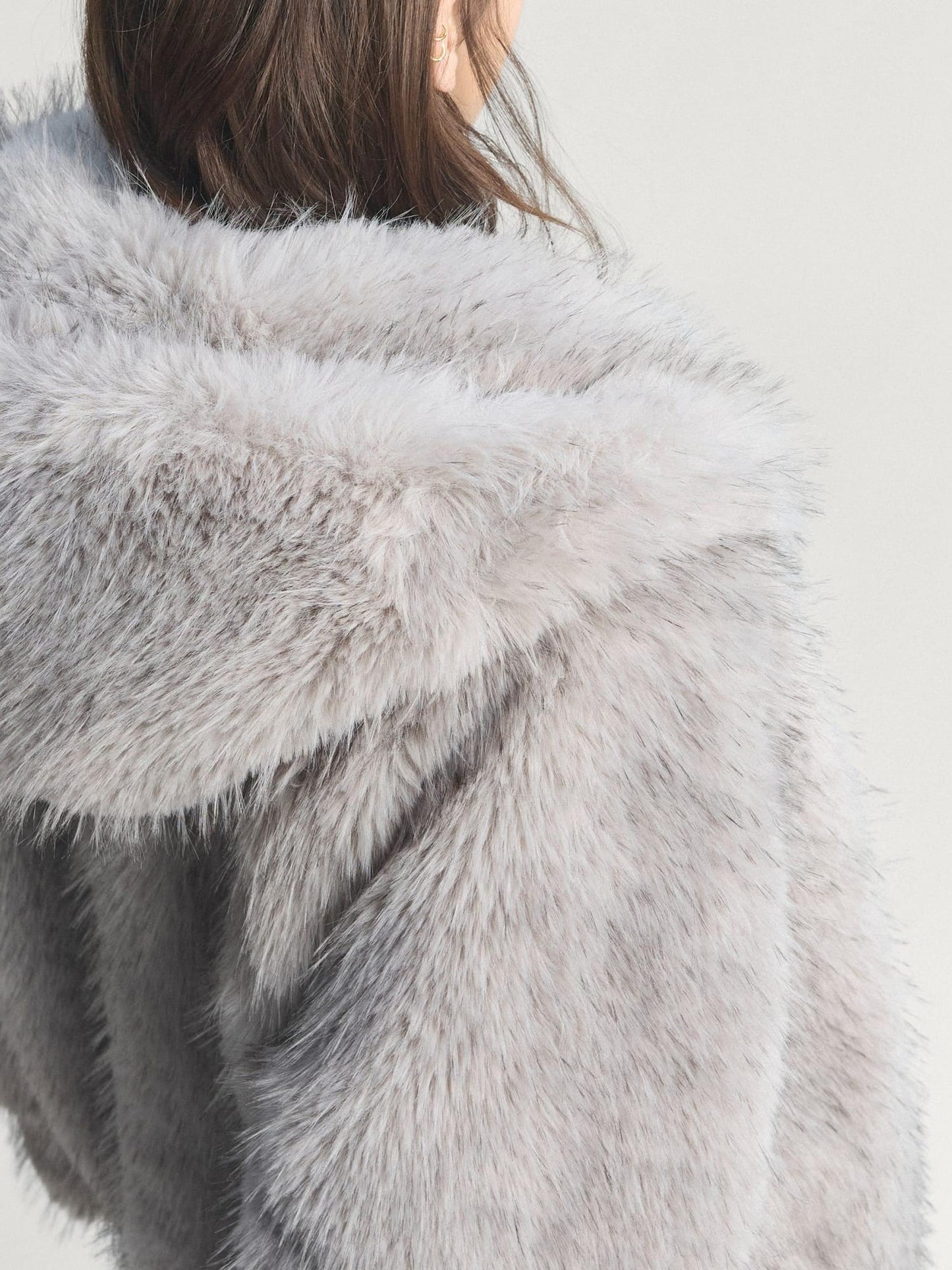 Hooded Relaxed-Fit Faux Fur Jacket