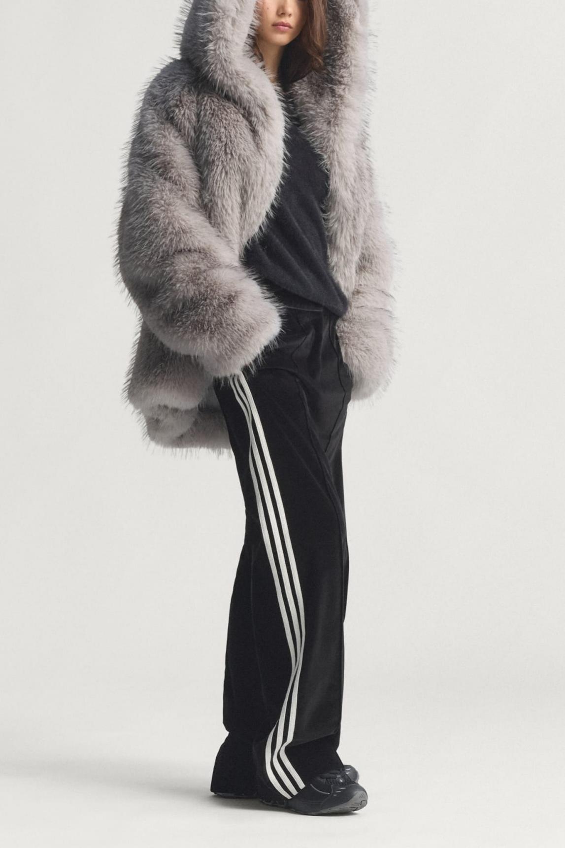 Hooded Relaxed-Fit Faux Fur Jacket