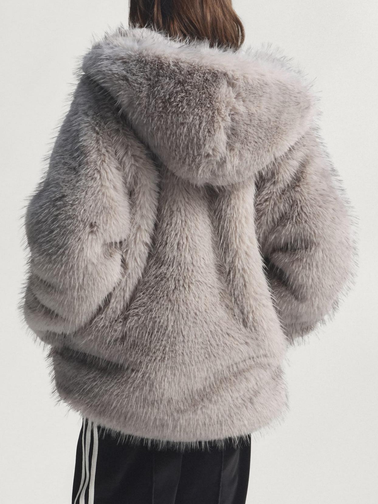 Hooded Relaxed-Fit Faux Fur Jacket