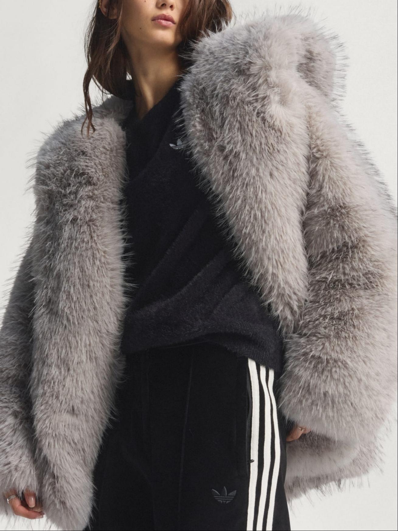 Hooded Relaxed-Fit Faux Fur Jacket