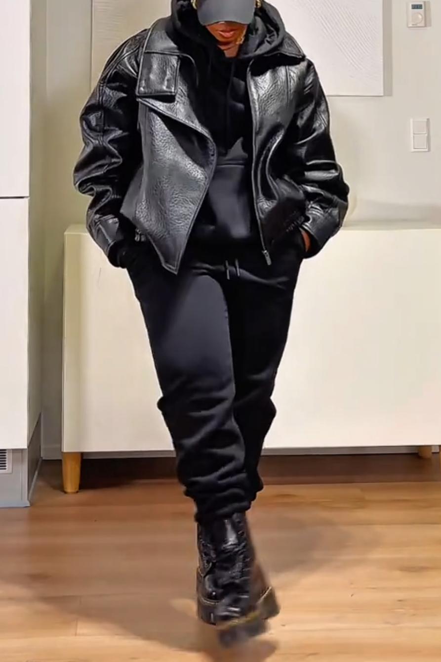 Oversized Leather Bomber Vintage Jacket