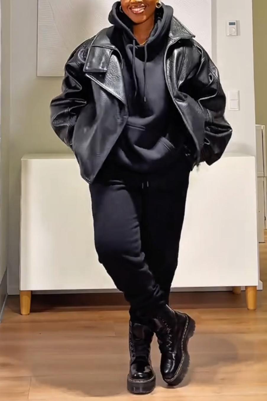 Oversized Leather Bomber Vintage Jacket