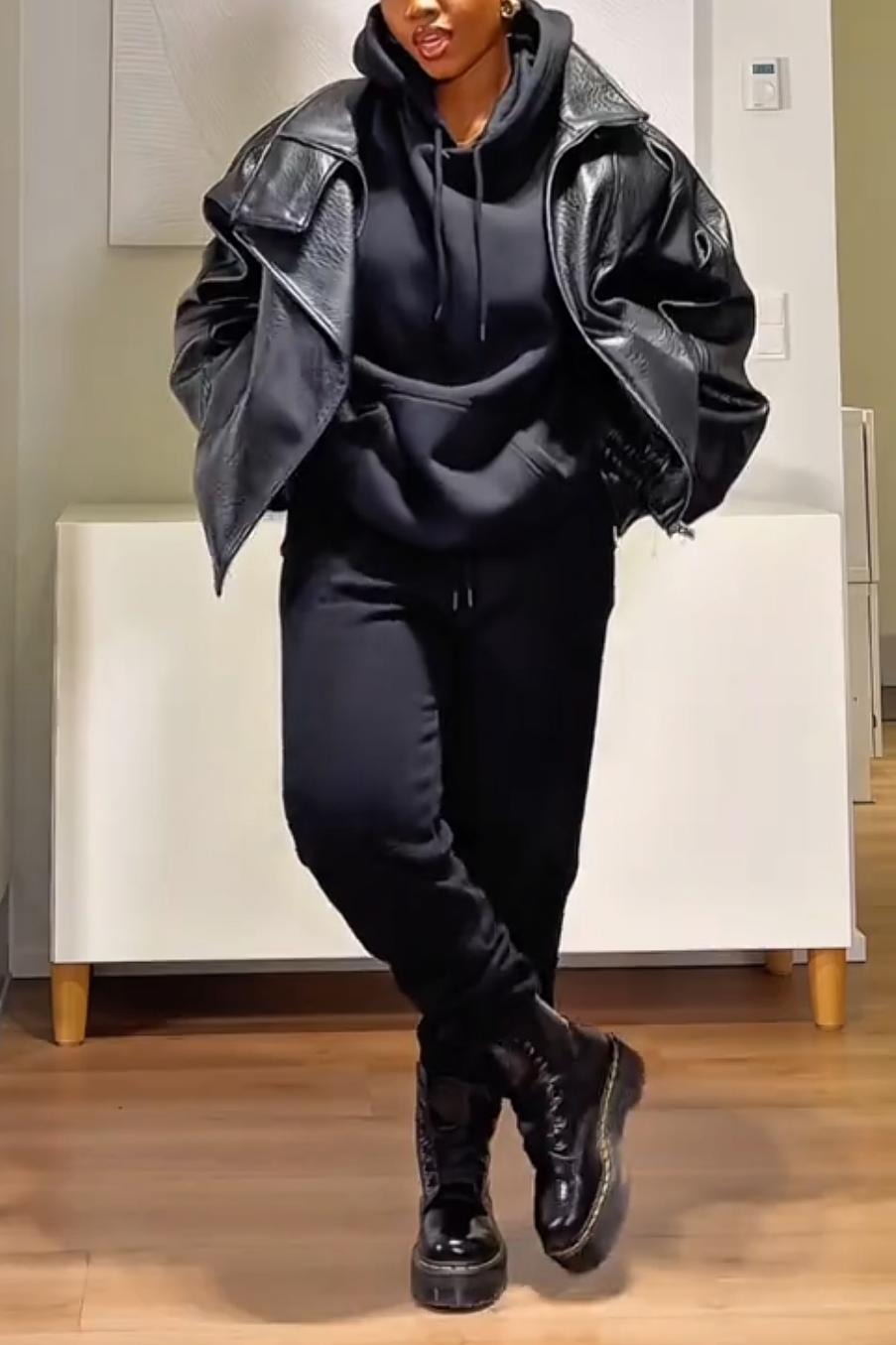 Oversized Leather Bomber Vintage Jacket