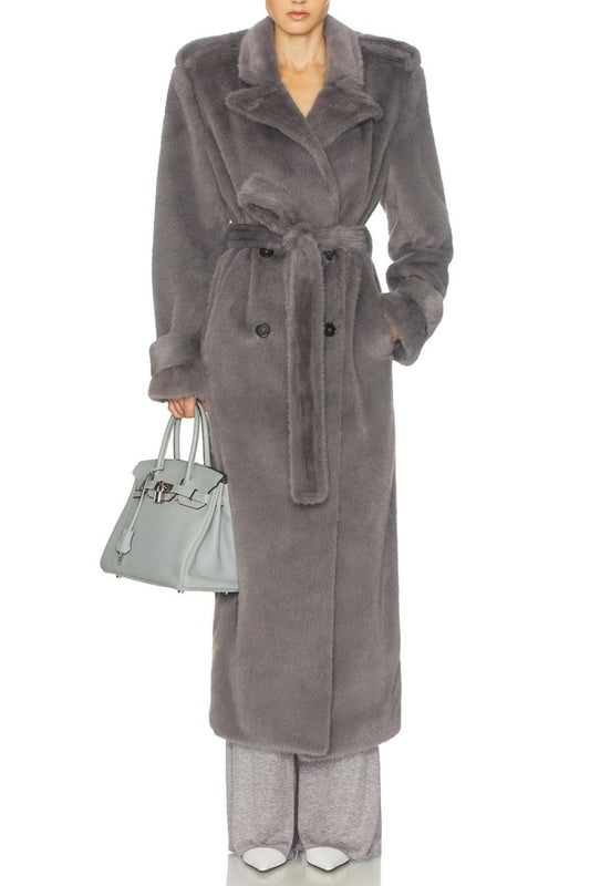 Faux Fur Long Trench