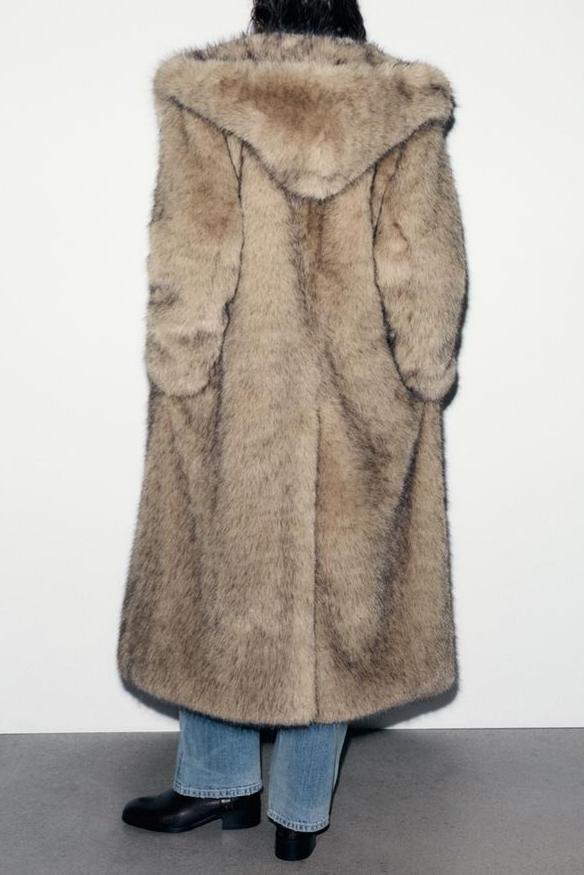 Hooded Faux Fur Coat