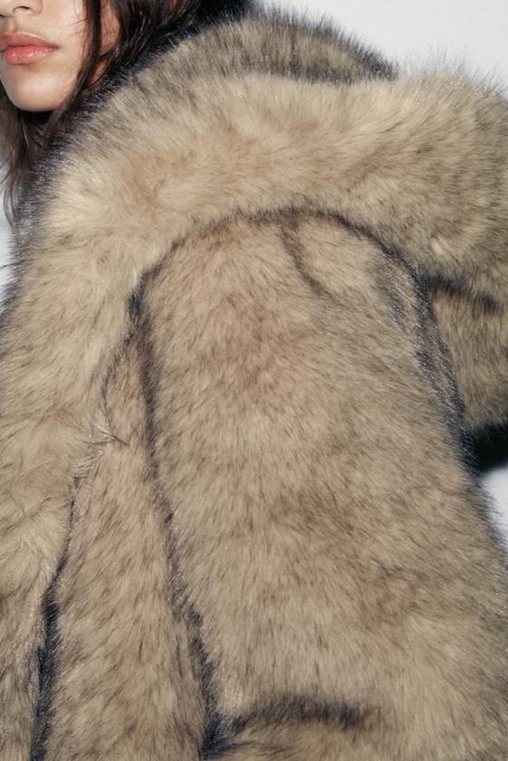 Hooded Faux Fur Coat