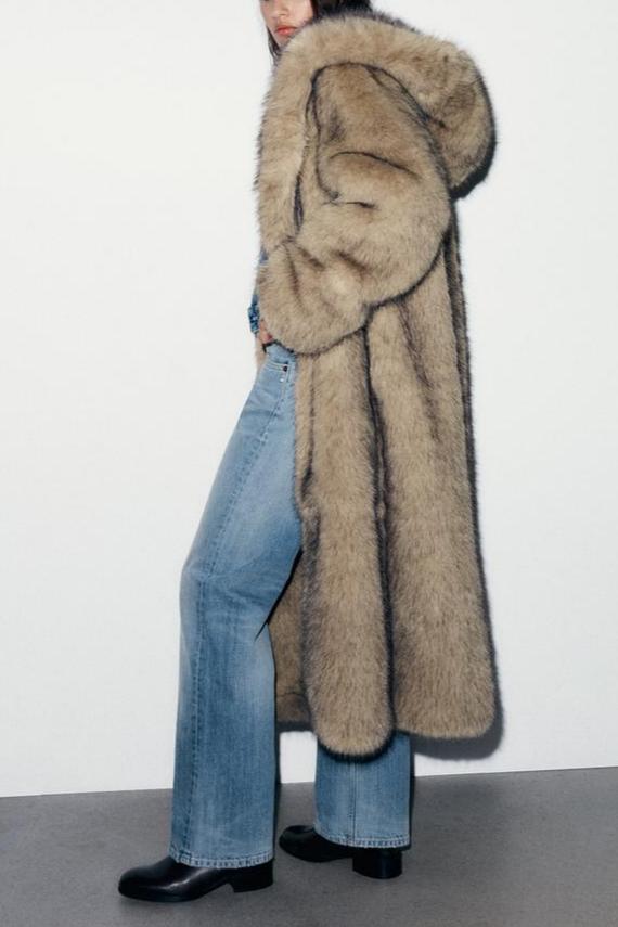 Hooded Faux Fur Coat