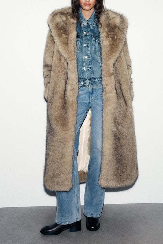 Hooded Faux Fur Coat