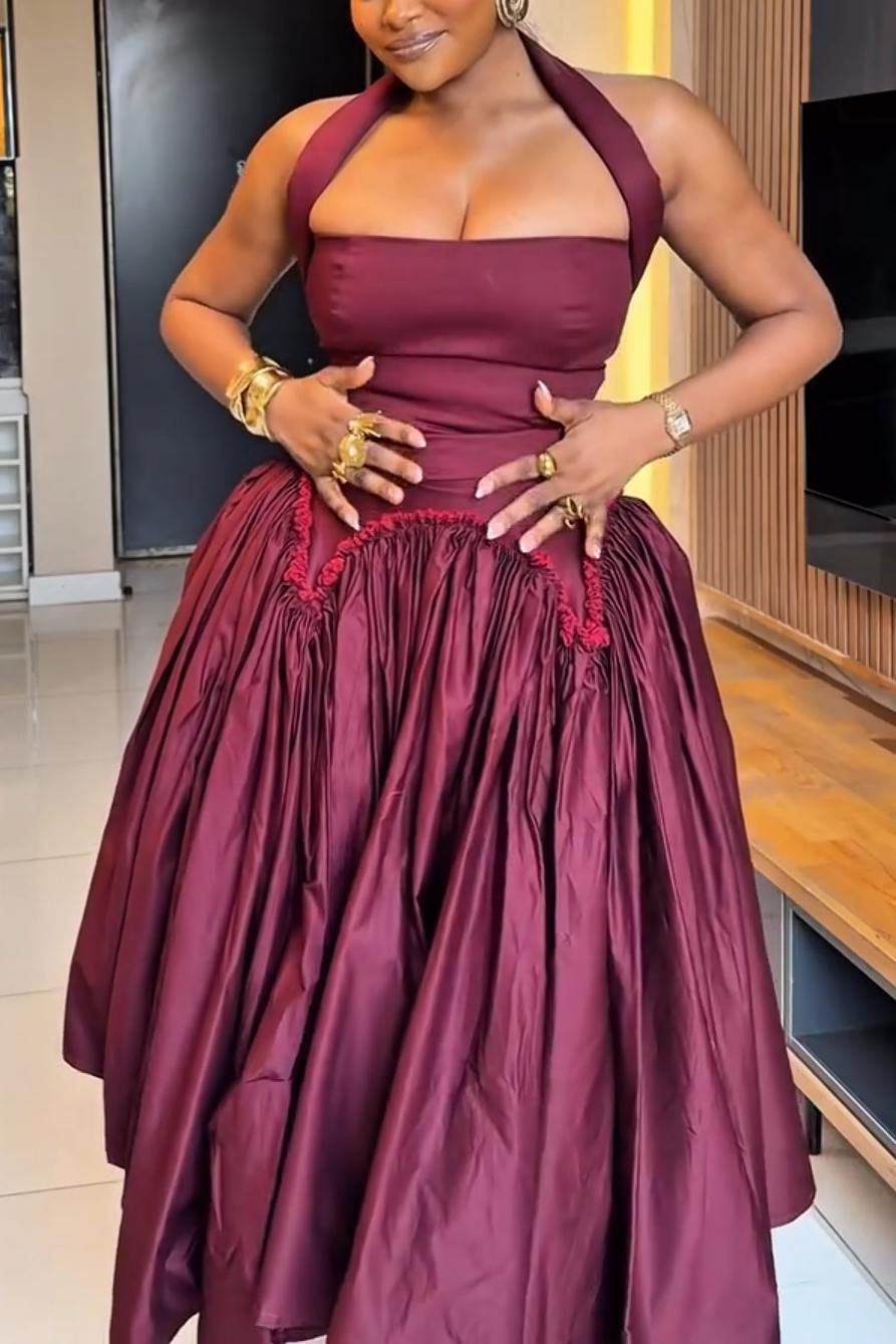 Halter Neck Tank Top & Ankle-Length Skirt Two-Piece Set