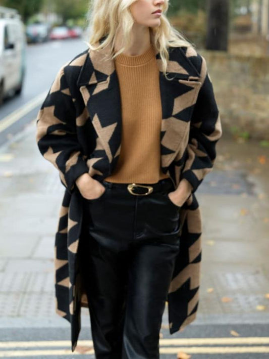 Black Lucilla Houndstooth Coat