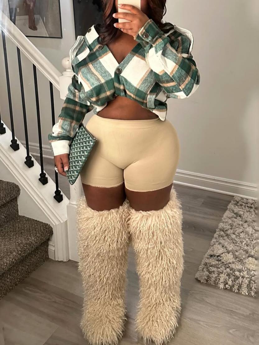 Green-White Check Flannel Shirt