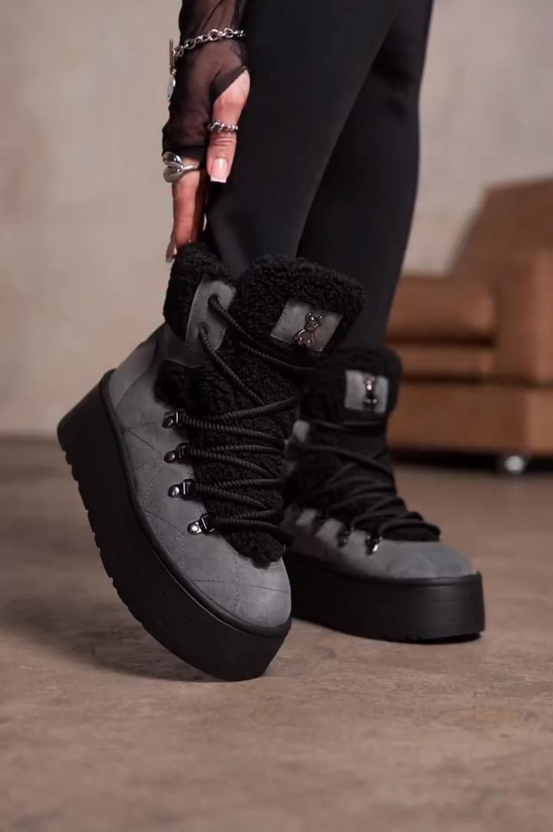Fleece-Lined Platform Boots