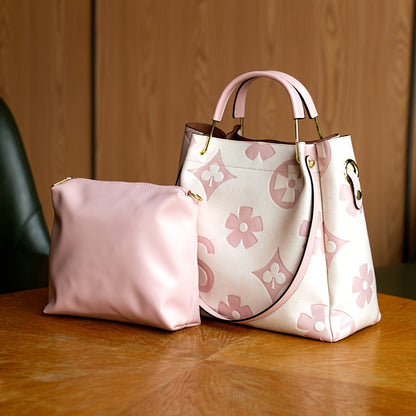 Color BLock Faux Leather Satchel Hand Bags With Straps