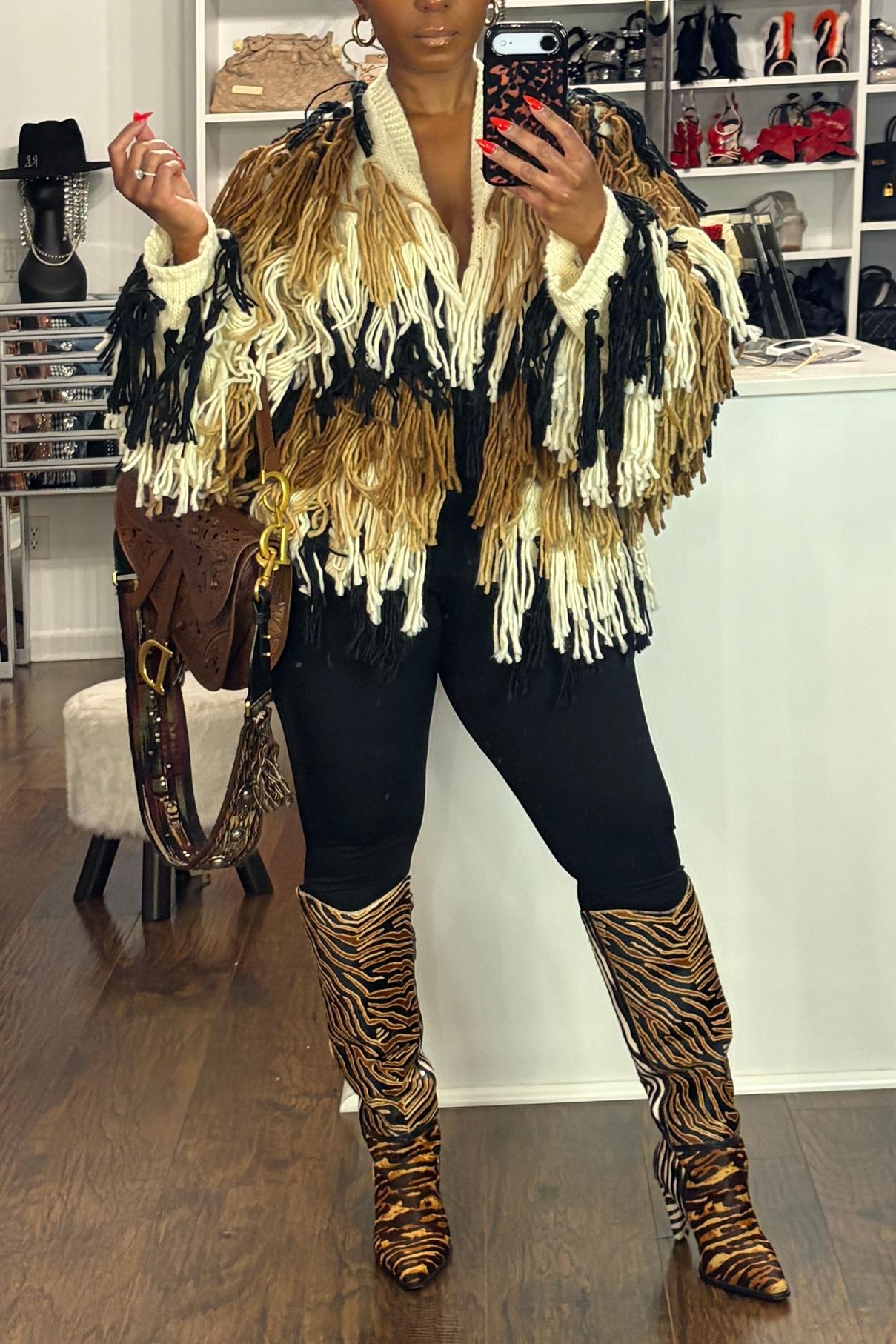 Shake it Baby Fringe Sweater Coat