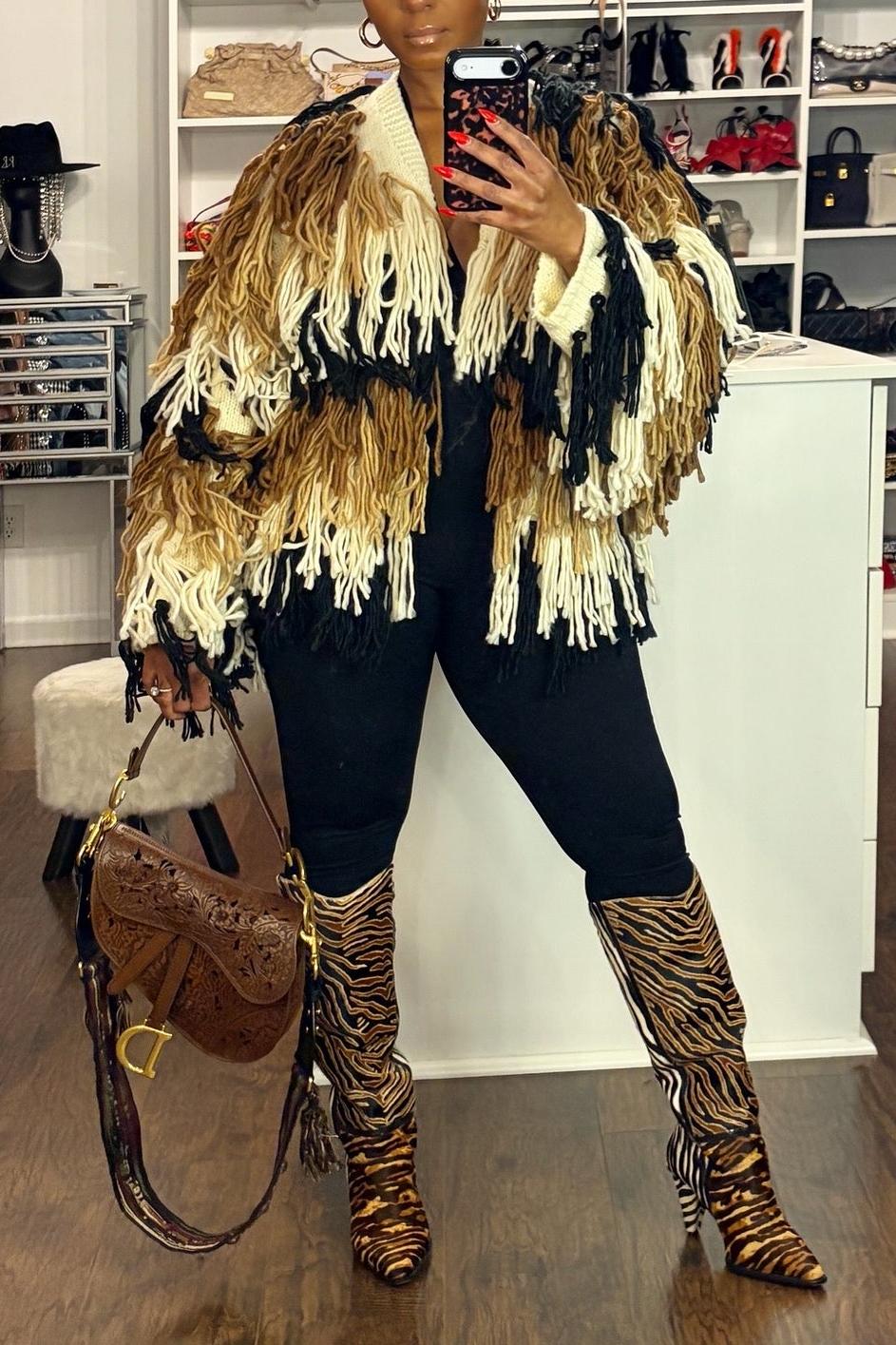 Shake it Baby Fringe Sweater Coat